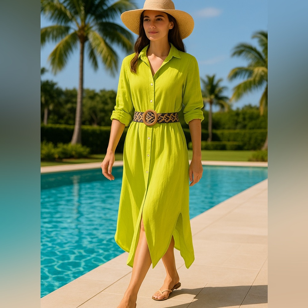 Shirtdress, lime, large